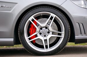 Detailed close-up of a Mercedes-Benz AMG wheel showcasing the design and luxury automotive craftsmanship.
